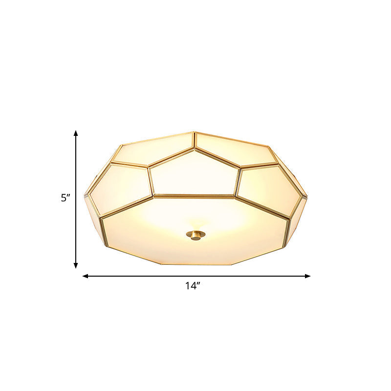 Colonial Flush Mount Lamp: White Sandblasted Glass Octagon Ceiling Fixture 3/4 Heads 14/18 W - Ideal