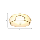 Colonial Flush Mount Lamp: White Sandblasted Glass Octagon Ceiling Fixture 3/4 Heads 14/18 W - Ideal
