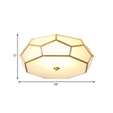 Colonial Flush Mount Lamp: White Sandblasted Glass Octagon Ceiling Fixture 3/4 Heads 14/18 W - Ideal