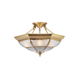 Colonial Brass Semi-Flush Ceiling Light With 3/4 White Glass 16/19.5 Width For Living Room