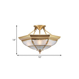 Colonial Brass Semi-Flush Ceiling Light With 3/4 White Glass 16/19.5 Width For Living Room