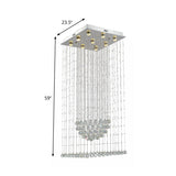 Contemporary Crystal Teardrop Flush Mount With 9 Heads - Nickel Ceiling Lighting