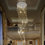 Contemporary Crystal 6-Head Spiral Flushmount Ceiling Fixture In Stainless Steel