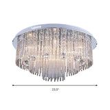 Modern Crystal Flush Mount Ceiling Light Fixture With Tiered Design And Multiple Head Options