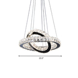 Minimalist Crystal Ring Chandelier Led Hanging Lamp Kit 19/19.5/23.5 Wide For Bedroom Black