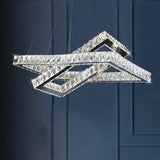 Minimalist Black Crystal Led Rectangle Chandelier For Dining Room Pendant Lighting