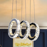 Contemporary Black Crystal Led Pendant Light For Living Room With Down Lighting