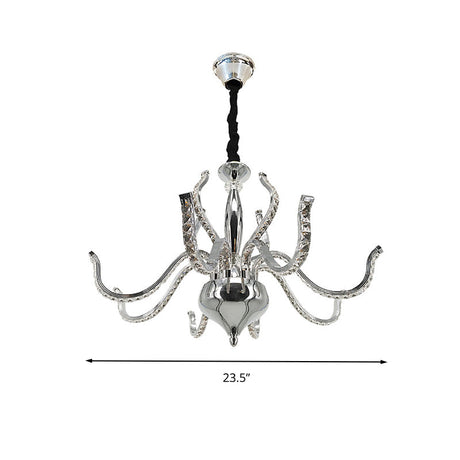 Minimalist Crystal Led Chandelier In Chrome | Warm/White Lighting