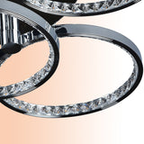 Minimalist Silver Circle Crystal Led Semi Flush Mount Light For Living Room - Warm/White Glow