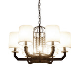 Minimalist Drum Crystal Chandelier - 9/12 Lights Pendant With White Fabric Shade