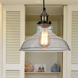 Vintage Clear Glass Pendant Light For Dining Room With Barn Shade