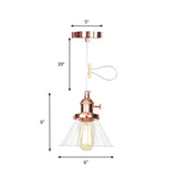 Height Adjustable Industrial Conic Hanging Lamp - Amber/Clear Glass 1-Light Pendant Lighting For