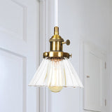 Height Adjustable Industrial Conic Hanging Lamp - Amber/Clear Glass 1-Light Pendant Lighting For