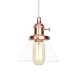 Vintage Style Conical Hanging Pendant Light Fixture - Amber/Clear Glass And Metal 1 Head Kitchen