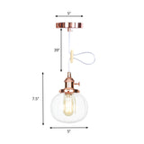 Vintage Style Amber/Clear Ridged Glass Pendant Light Fixture - Adjustable Ceiling For Living Room