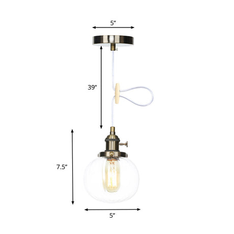 Vintage Style Amber/Clear Ridged Glass Pendant Light Fixture - Adjustable Ceiling For Living Room