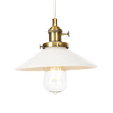 Vintage Style Conic Restaurant Pendant Lamp: Height Adjustable With White Glass Black/Bronze/Brass