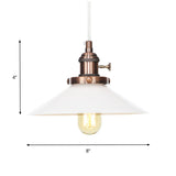 Vintage Style Conic Restaurant Pendant Lamp: Height Adjustable With White Glass Black/Bronze/Brass