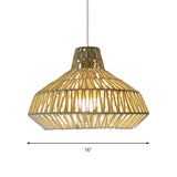 Traditional Beige Ceiling Pendant Light - 1 Head Living Room Hanging Lamp With Urn Paper Shade