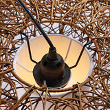 Retro Rattan Hanging Light With Woven Suspension - Brown 1 Bulb Perfect For Tearooms