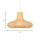 Bamboo Weave Pendant Light Kit - Contemporary 1 Bulb Suspension Hanging 16/19.5 Wide