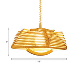 Wooden Shade Modernist Pendant Light Fixture - Beige Tapered Hanging Lamp (1 Bulb)
