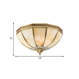 Gold Flushmount Light With 4 Lights And Frosted Glass For Bedroom Ceiling - Traditional Design