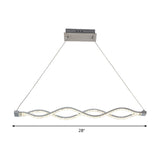 Modern Led Crystal Twist Pendant Chandelier - Silver Suspended Lighting Fixture For Dining Room