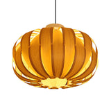 Beige Lantern Pendant Light With Wooden Shade - Modern 1-Bulb Fixture