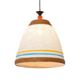 Modern Rattan Hanging Pendant Light - 10/14/16 Wide Tapered Ceiling Lamp 1 Bulb Yellow/Brown