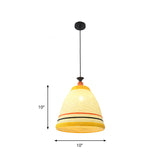 Modern Rattan Tapered Ceiling Lamp - 10’/14’/16’ Wide Yellow/Brown Pendant Light 1 Bulb