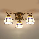 Stained Glass Vintage Ceiling Light - 3-Light Semi Flushmount In