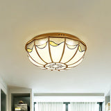 Gold 4/5 Lights Ceiling Mount Antique Opal Glass Flush Light Fixture 18/21.5 W For Bedroom With