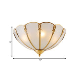 Classic Scallop Flush Mount Metal Ceiling Light Fixture In Brass For Bedroom - 17’/21’ Width