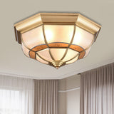 Metal Brass Flush Light Bowl Fixture: Antique Ceiling Mount For Living Room - 4/6 Bulbs 18/21.5
