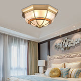 Metal Brass Flush Light Bowl Fixture: Antique Ceiling Mount For Living Room - 4/6 Bulbs 18/21.5