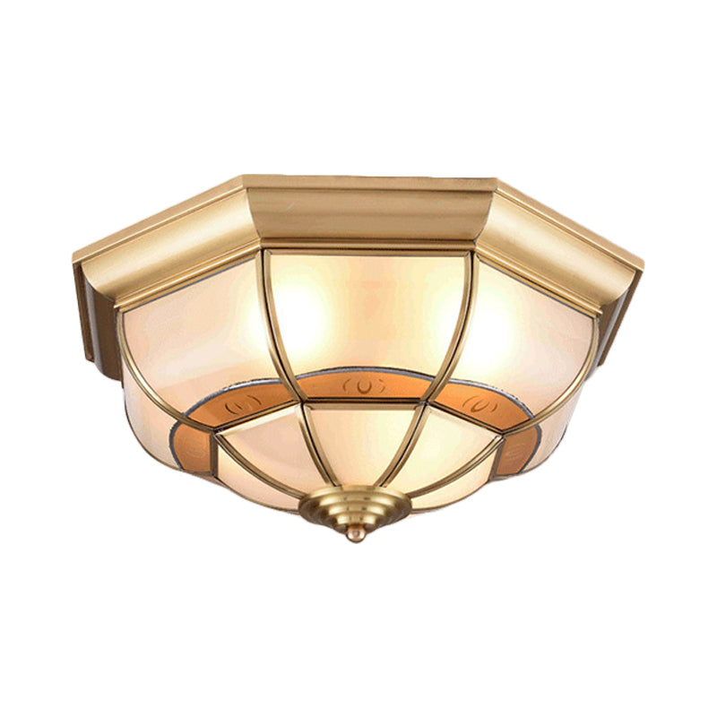 Metal Brass Flush Light Bowl Fixture: Antique Ceiling Mount For Living Room - 4/6 Bulbs 18/21.5