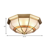 Metal Brass Flush Light Bowl Fixture: Antique Ceiling Mount For Living Room - 4/6 Bulbs 18/21.5