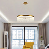 Modern Crystal Tube Hanging Chandelier | Led Brass Ceiling Pendant Light Warm/White 16/23.5/31.5
