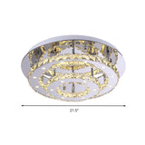 Modern 2-Tier Crystal Led Ceiling Light In Chrome: Warm White And 3-Color Options 18-25.5 Wide