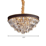 Contemporary Cone-Shaped Crystal Pendant Chandelier - 11 Brown Suspension Lights