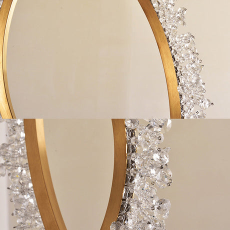 Modern Gold Loop Crystal Beaded Pendant Chandelier - Led Hanging Lamp Kit With Multiple Size Options