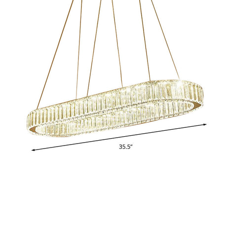 Modern Chrome Oval Hanging Led Chandelier Pendant Light - 27.5/35.5 Wide