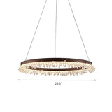 Simple Style Crystal Beaded Brown Led Chandelier Ring Pendant Light Kit 16’’/23.5’’ Wide