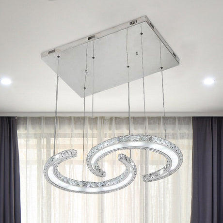 Modern C-Shape Led Crystal Chandelier In Warm/White/3 Color Light Chrome / Warm
