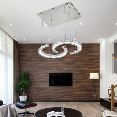 Modern C-Shape Led Crystal Chandelier In Warm/White/3 Color Light