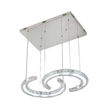 Modern C-Shape Led Crystal Chandelier In Warm/White/3 Color Light