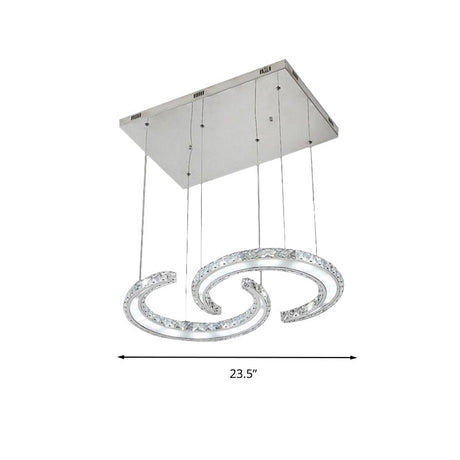 Modern C-Shape Led Crystal Chandelier In Warm/White/3 Color Light
