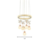 Contemporary Chandelier Pendant Light With Chrome Circle/Gear Design Crystal Dimpled Shade - 1/3/5