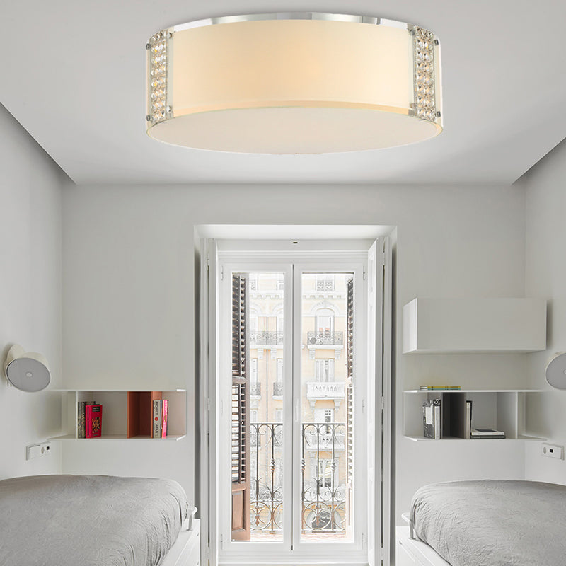 Simple Style Crystal Ceiling Light With 8 Chrome Heads - Bedroom Flush Mount Fixture